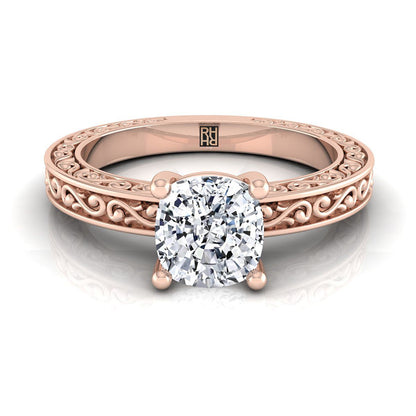 ตัวเรือนแหวนหมั้น Veronica ทรงคุชชั่น ทองคำชมพู 14K จาก RockHer