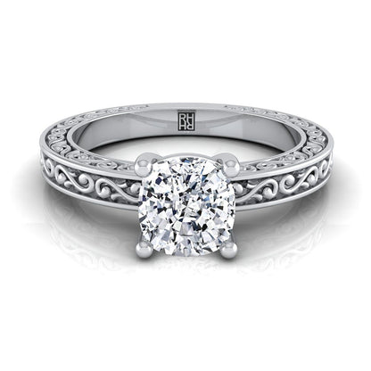ตัวเรือนแหวนหมั้น Veronica ทรงคุชชั่น ทองคำขาว 18K จาก RockHer