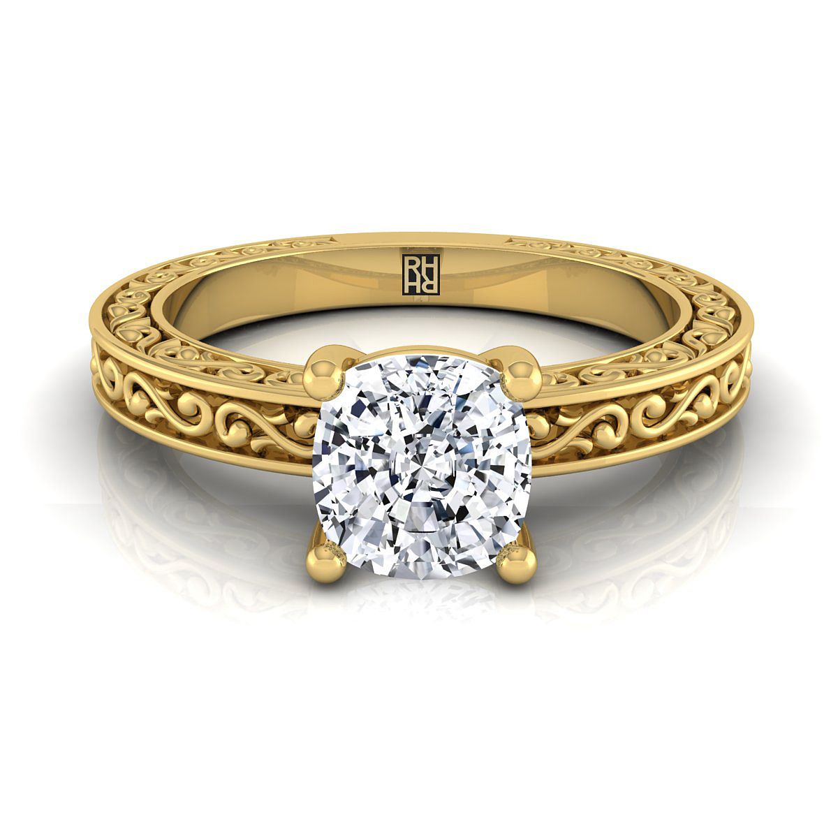 ตัวเรือนแหวนหมั้น Veronica ทรงคุชชั่น ทองคำเหลือง 18K จาก RockHer
