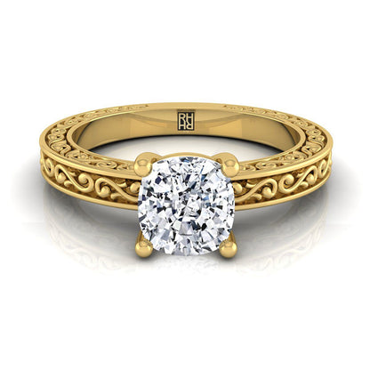 ตัวเรือนแหวนหมั้น Veronica ทรงคุชชั่น ทองคำเหลือง 18K จาก RockHer
