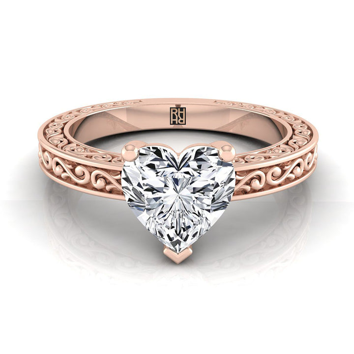 ตัวเรือนแหวนหมั้น Veronica ทรงหัวใจ ทองคำชมพู 14K จาก RockHer