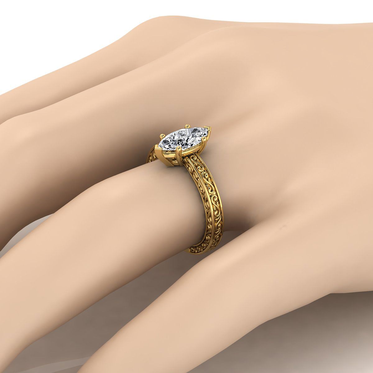 ตัวเรือนแหวนหมั้น Veronica ทรงมาคี ทองคำเหลือง 18K จาก RockHer