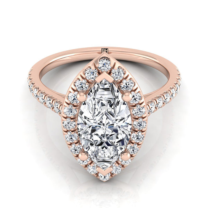 ตัวเรือนแหวนหมั้นเพชร Sade ทรงมาคี ฝังปาเว่ ทองคำชมพู 14K จาก RockHer