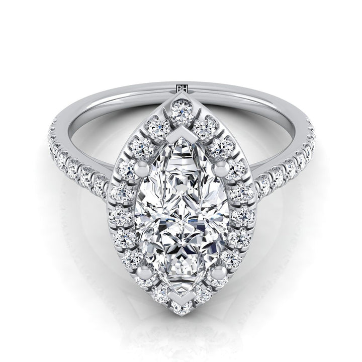 Classic French Pavé Halo Linear Marquise, in Platinum, pave setting – view 8 | RockHer
