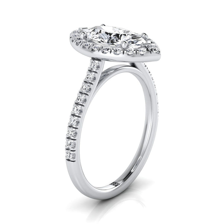 Classic French Pavé Halo Linear Marquise, in Platinum, pave setting – view 9 | RockHer