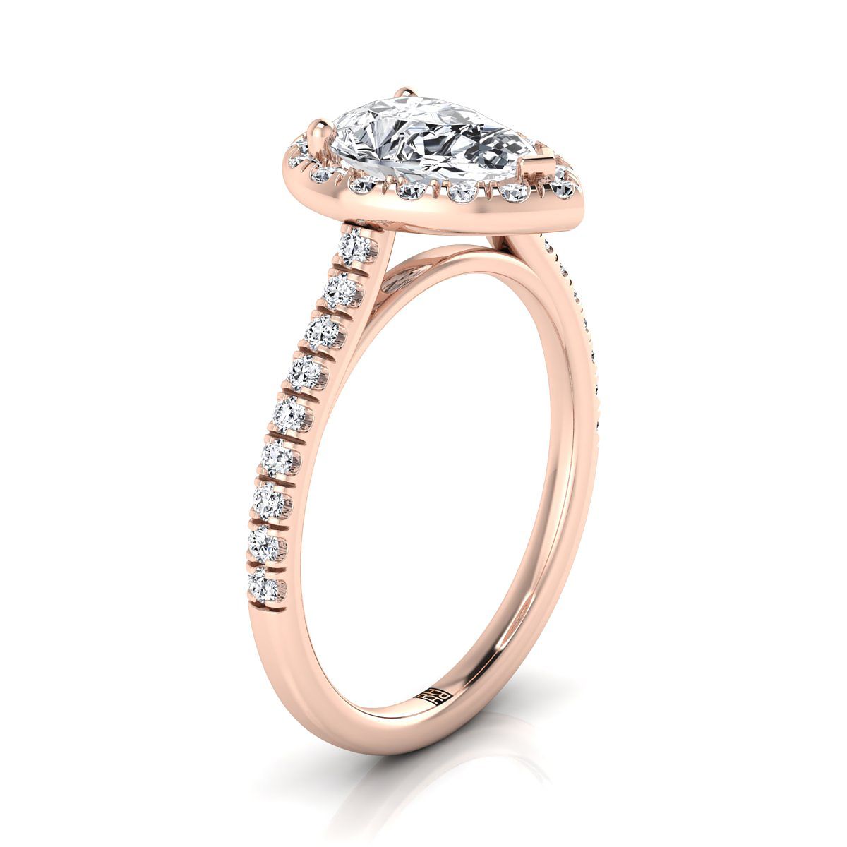 ตัวเรือนแหวนหมั้นเพชร Sade ทรงหยดน้ำ ฝังปาเว่ ทองคำชมพู 14K จาก RockHer
