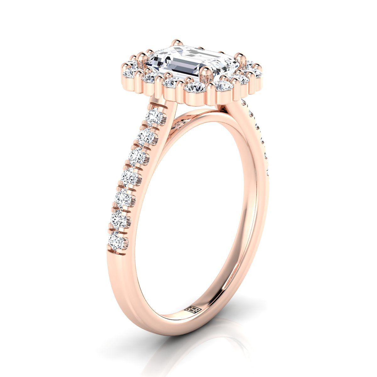 ตัวเรือนแหวนหมั้นเพชร Fiona ทรงมรกต ฝังหนาม ทองคำชมพู 14K จาก RockHer