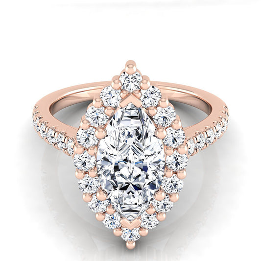 Shared Prong Halo Marquise, in 14K Rose Gold | RockHer