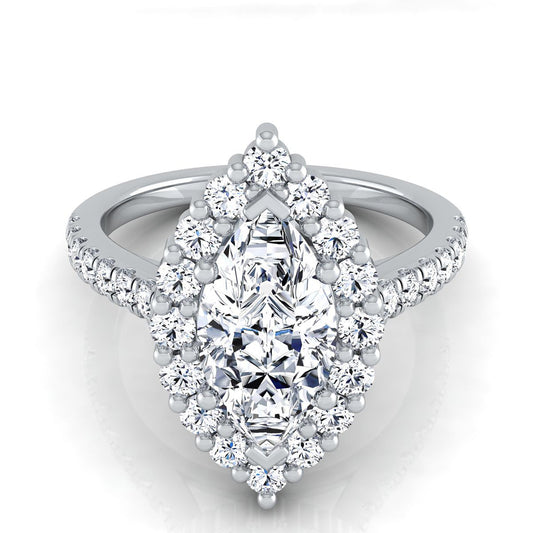 Shared Prong Halo Marquise, in Platinum | RockHer