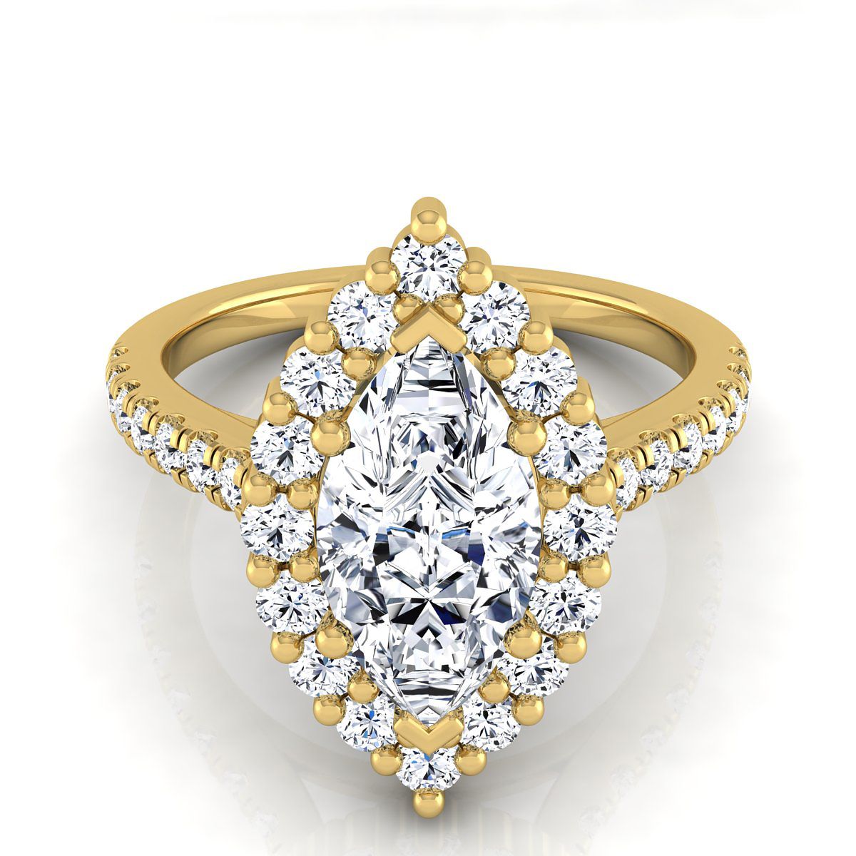 Shared Prong Halo Marquise, in 18K Yellow Gold | RockHer