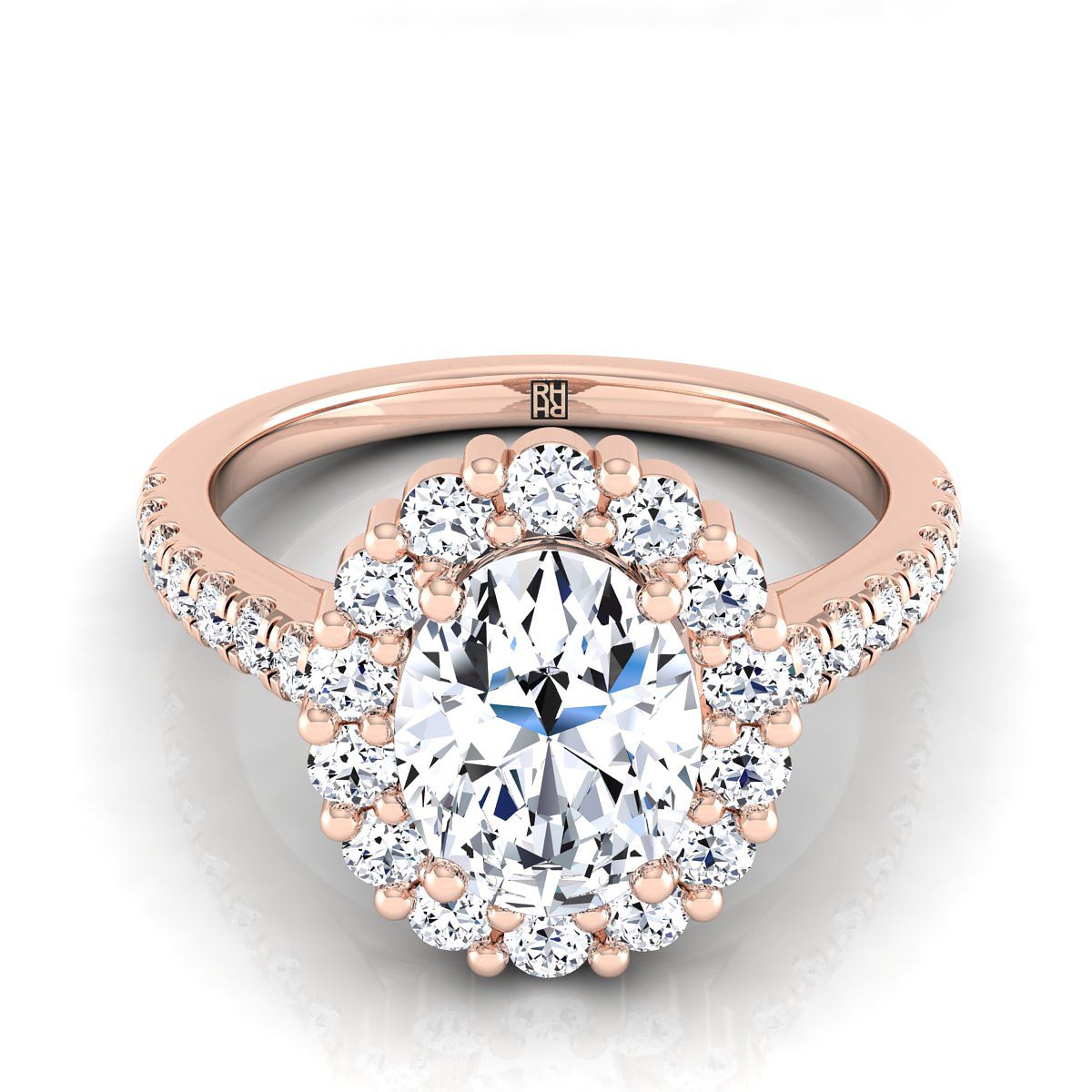 Shared Prong Halo Oval, in 14K Rose Gold | RockHer