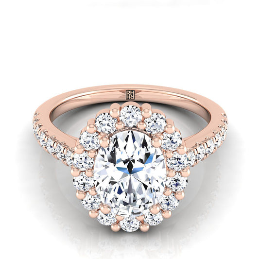 Shared Prong Halo Oval, in 14K Rose Gold | RockHer