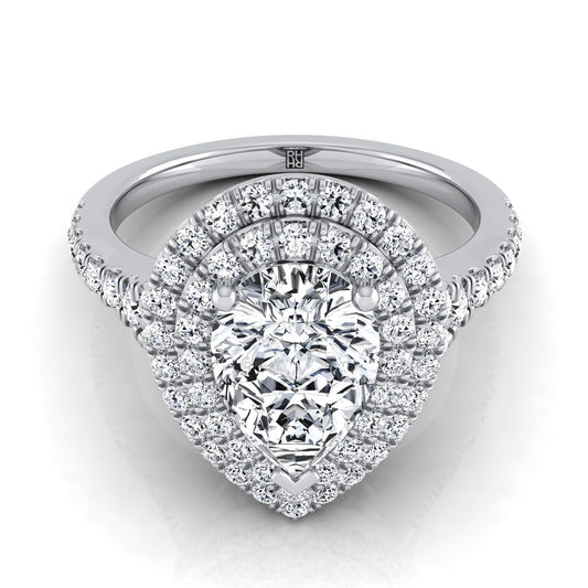 Double Scalloped Pavé Halo Pear Shape, in Platinum, pave setting | RockHer