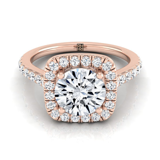 Round Brilliant, Cathedral Pavé Halo, in 14K Rose Gold | RockHer