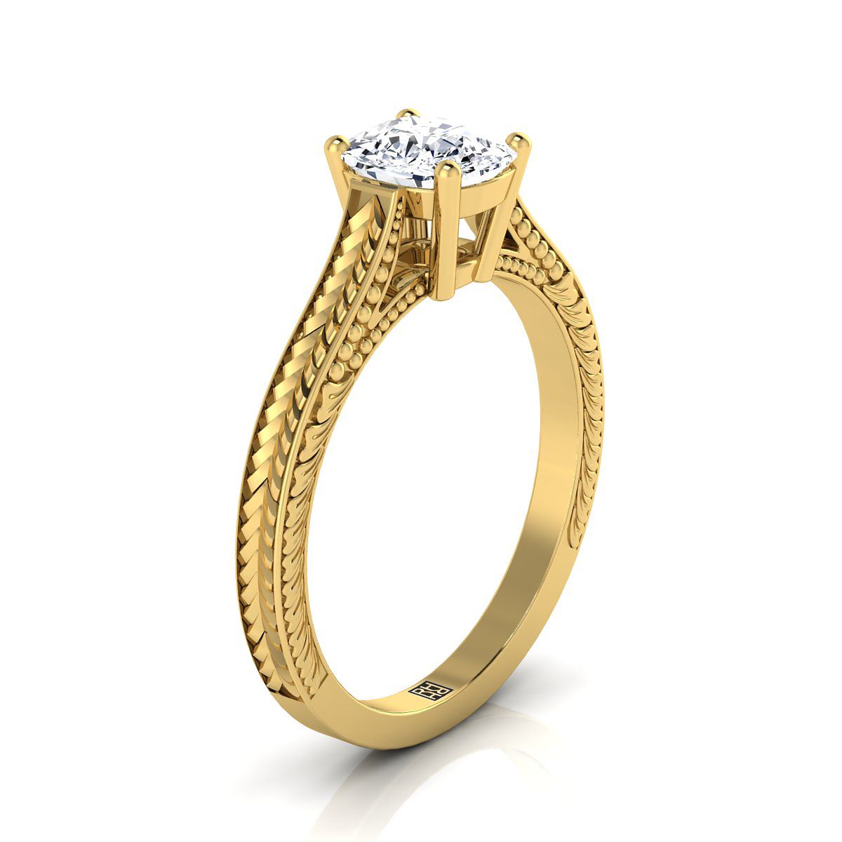 ตัวเรือนแหวนหมั้น Aida ทรงคุชชั่น ฝังหนาม ทองคำเหลือง 18K จาก RockHer