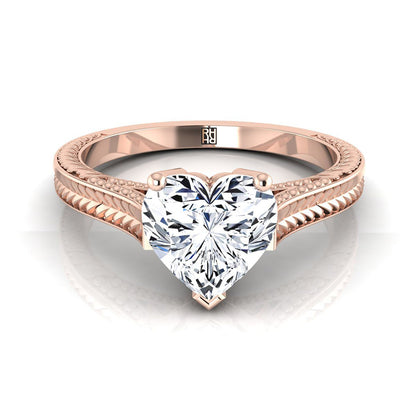 ตัวเรือนแหวนหมั้น Aida ทรงหัวใจ ฝังหนาม ทองคำชมพู 14K จาก RockHer
