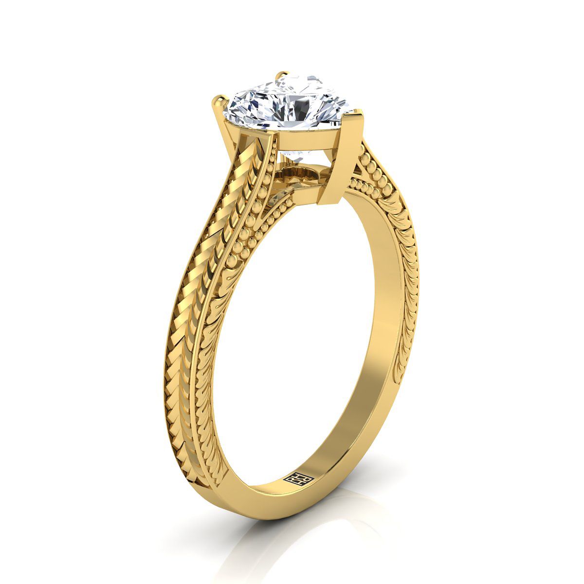 ตัวเรือนแหวนหมั้น Aida ทรงหัวใจ ฝังหนาม ทองคำเหลือง 18K จาก RockHer