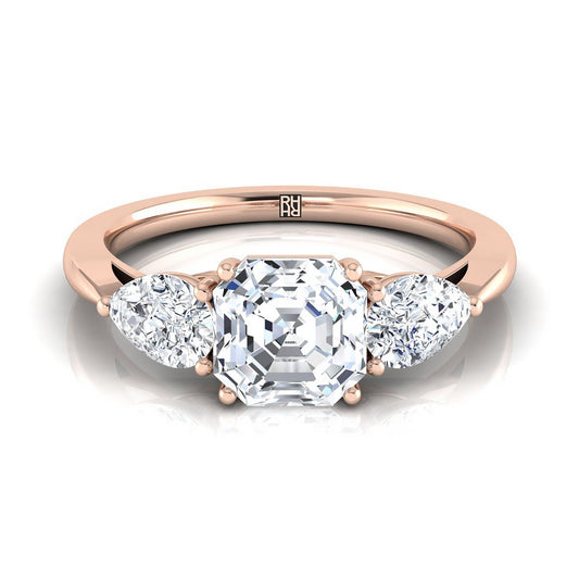 Three Stone Matched Shape Asscher, in 14K Rose Gold, prong setting | RockHer