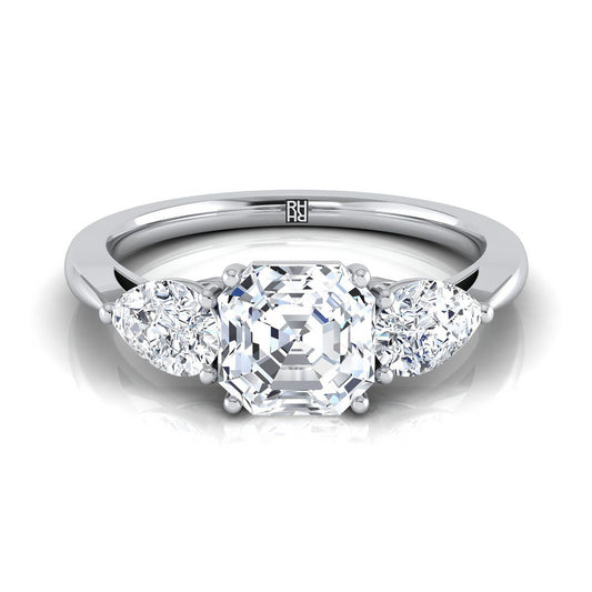 Three Stone Matched Shape Asscher, in 18K White Gold, prong setting | RockHer
