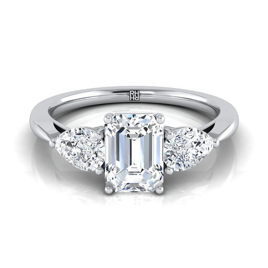 European Cut, Three Stone Matched Shape Emerald, in Platinum, prong setting | RockHer