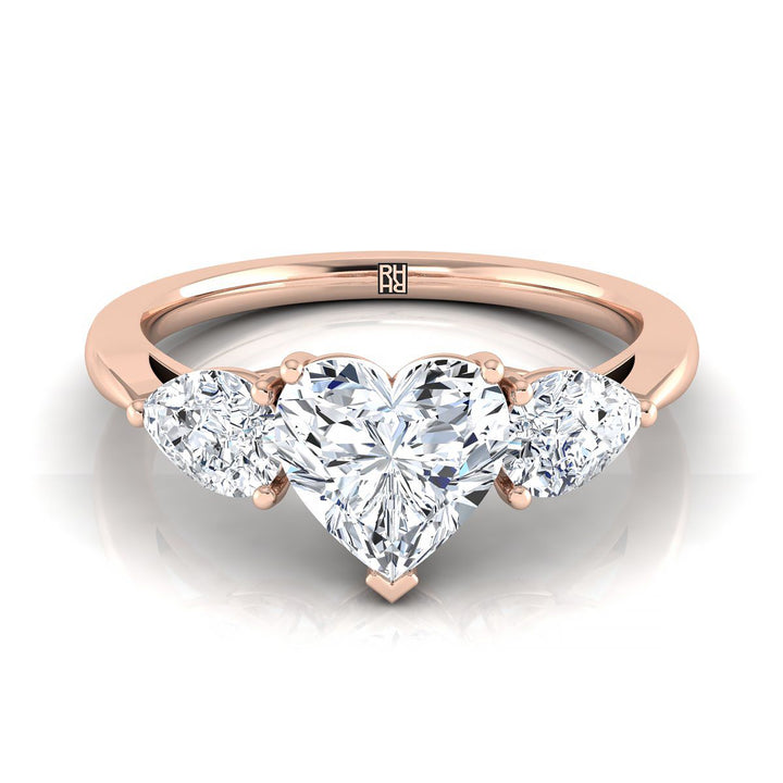 ตัวเรือนแหวนหมั้นเพชร Angelica ทรงหัวใจ ฝังหนาม ทองคำชมพู 14K จาก RockHer