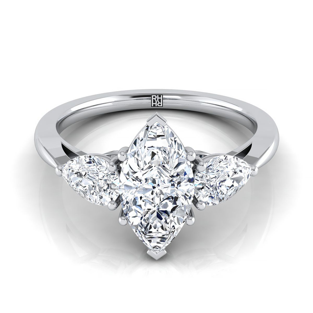 Three Stone Matched Shape Marquise, in Platinum, prong setting – view 8 | RockHer