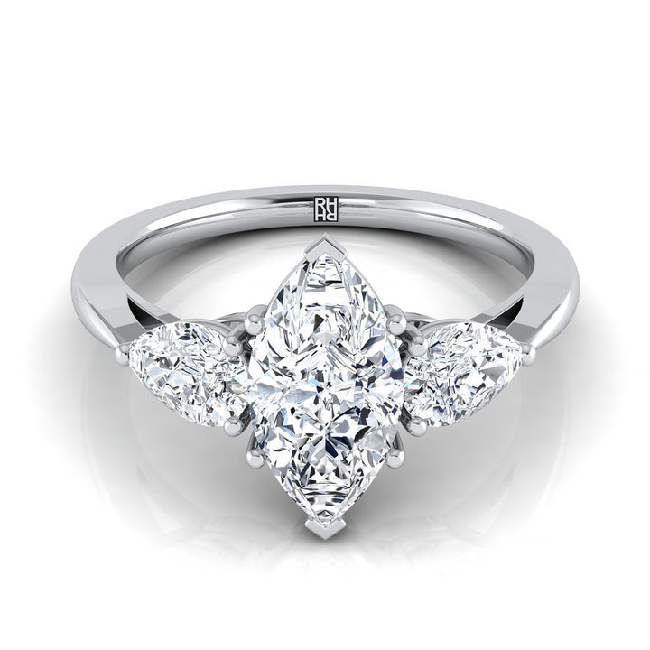 Three Stone Matched Shape Marquise, in 18K White Gold, prong setting – view 8 | RockHer