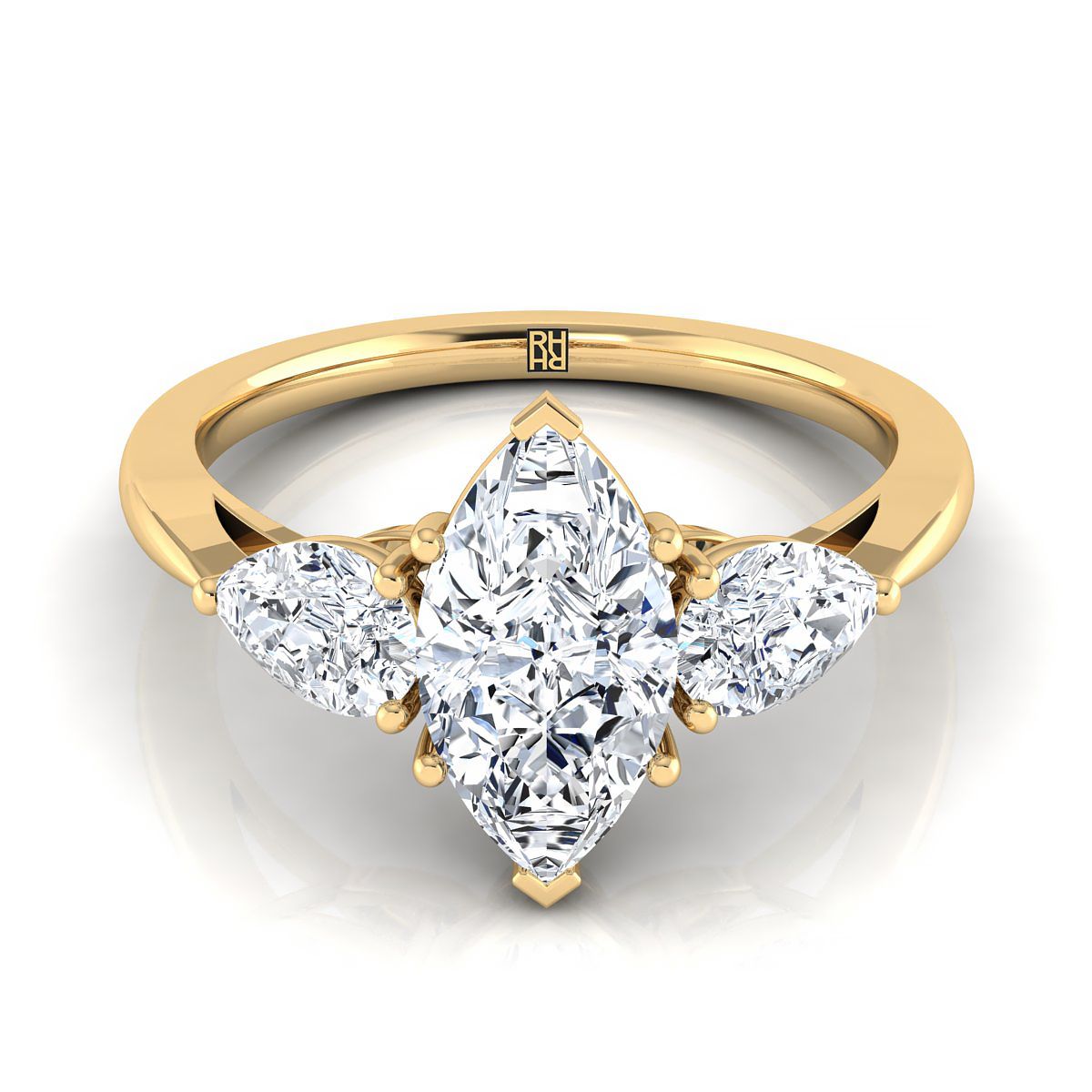 Three Stone Matched Shape Marquise, in 18K Yellow Gold, prong setting – view 8 | RockHer