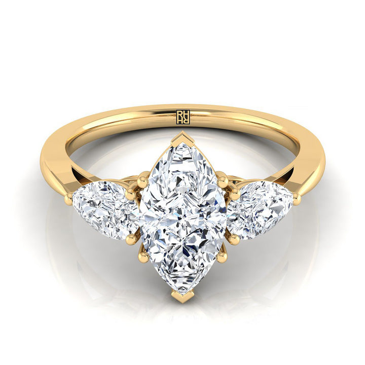 Three Stone Matched Shape Marquise, in 18K Yellow Gold, prong setting – view 8 | RockHer