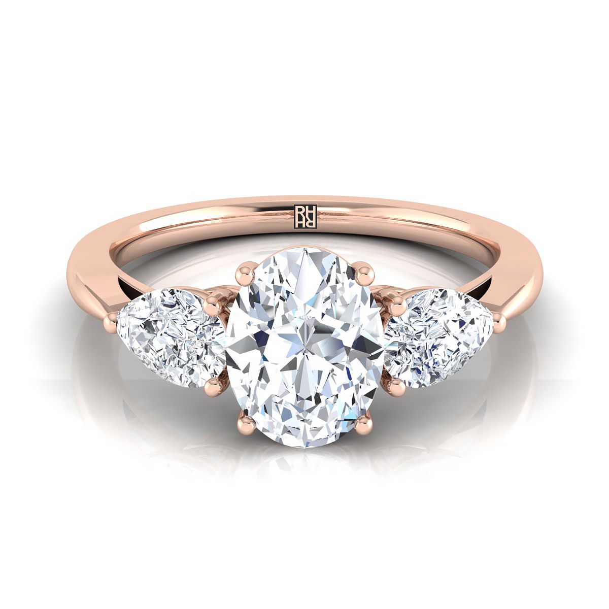 Three Stone Matched Shape Oval, in 14K Rose Gold, prong setting | RockHer