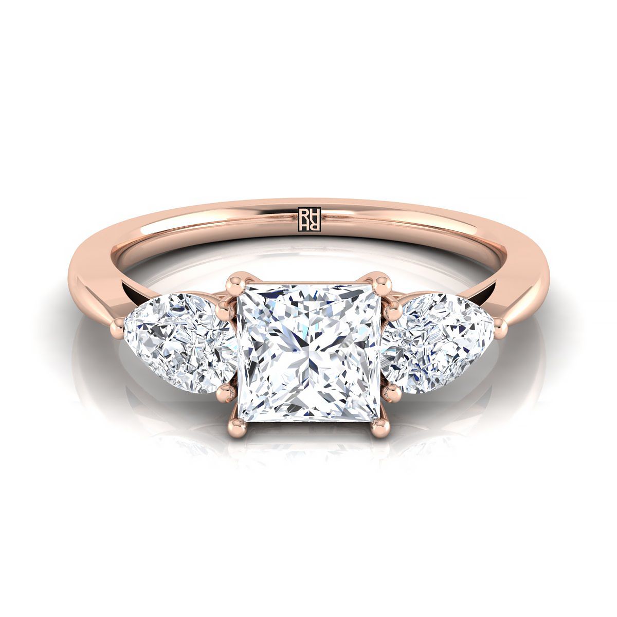 Three Stone Matched Shape Princess, in 14K Rose Gold, prong setting | RockHer