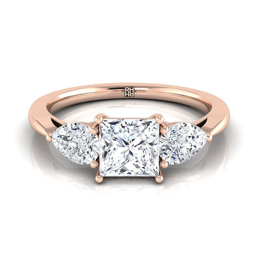 Three Stone Matched Shape Princess, in 14K Rose Gold, prong setting | RockHer