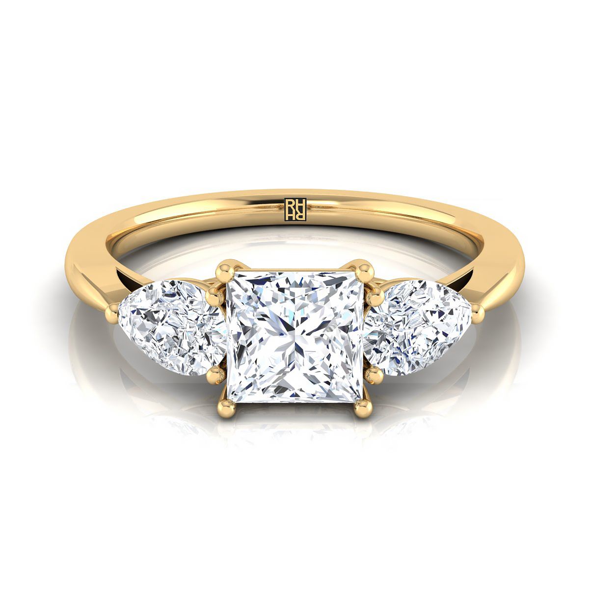 Three Stone Matched Shape Princess, in 18K Yellow Gold, prong setting | RockHer