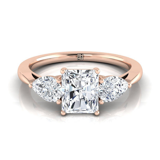 Three Stone Matched Shape Radiant, in 14K Rose Gold, prong setting | RockHer