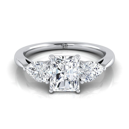 Three Stone Matched Shape Radiant, in 18K White Gold, prong setting | RockHer