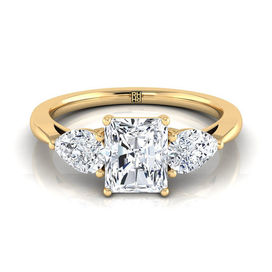 Three Stone Matched Shape Radiant, in 18K Yellow Gold, prong setting | RockHer