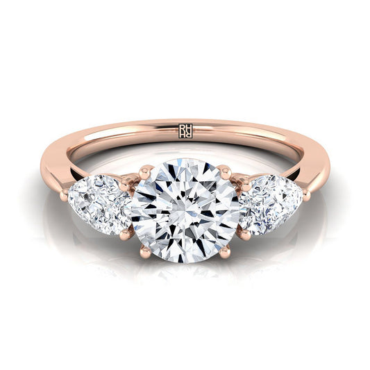 Round Brilliant, Three Stone Matched Shape, in 14K Rose Gold, prong setting | RockHer