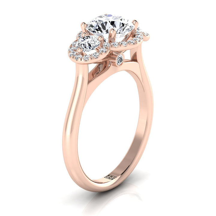 Round Brilliant, French Pavé Three Stone, in 14K Rose Gold, prong setting – view 9 | RockHer