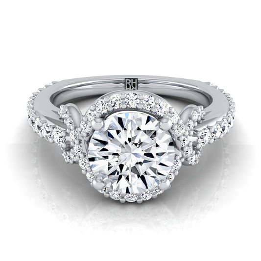 Love Knot Pavé Halo Engagement Ring Setting in 14K White Gold