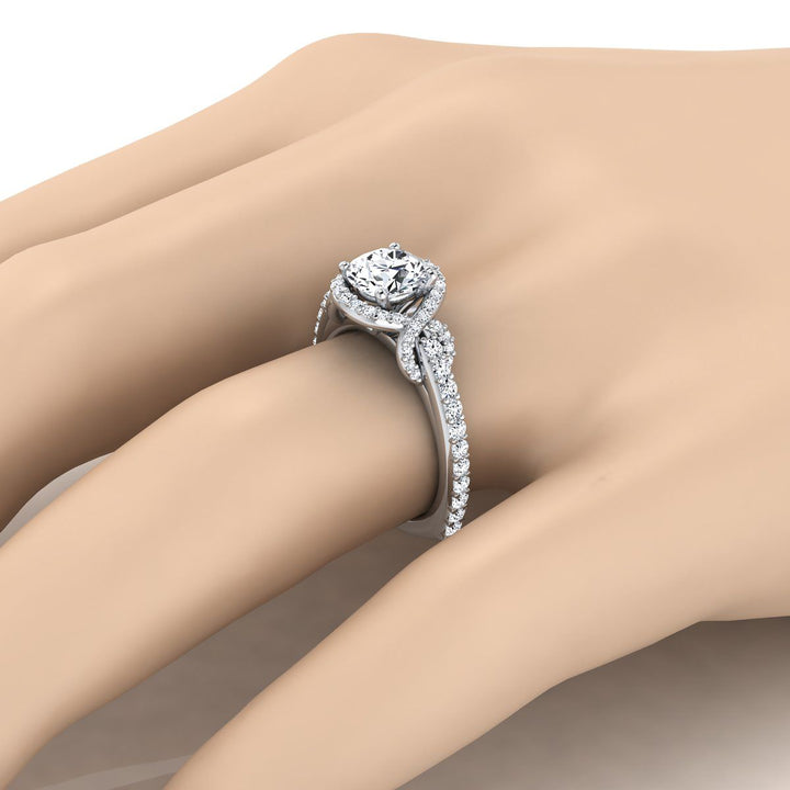 Round Brilliant, Love Knot Pavé Halo, in Platinum, pave setting – view 10 | RockHer