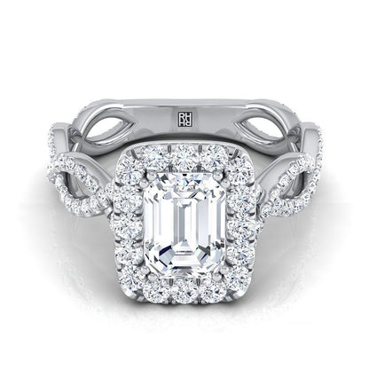 ตัวเรือนแหวนหมั้นเพชร Annie ทรงมรกต ฝังปาเว่ ทองคำขาว 18K จาก RockHer