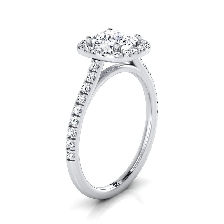 Pavé Halo Cushion, in Platinum, pave setting – side profile | RockHer