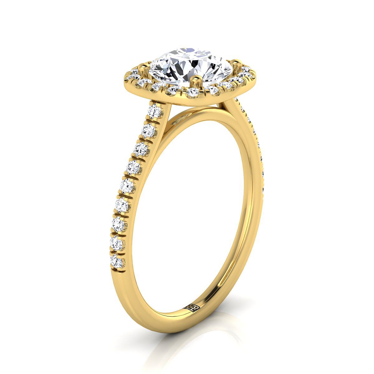 Round Brilliant, Pavé Halo, in 18K Yellow Gold, pave setting – view 9 | RockHer