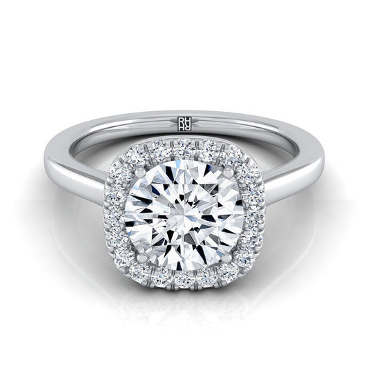 Round Brilliant, Modern French Pavé Halo, in Platinum, pave setting | RockHer