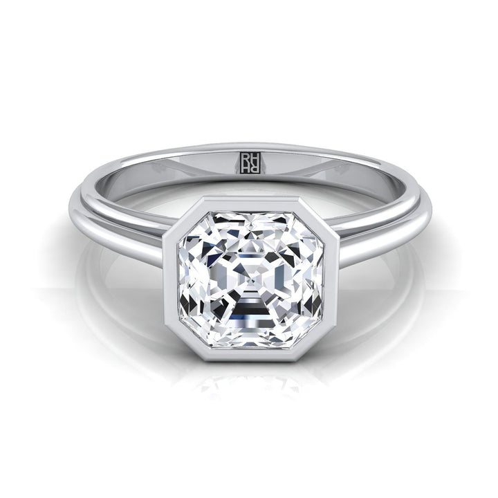 ตัวเรือนแหวนหมั้น Hayley ทรงแอชเชอร์ ฝังหุ้มขอบ ทองคำขาว 18K จาก RockHer