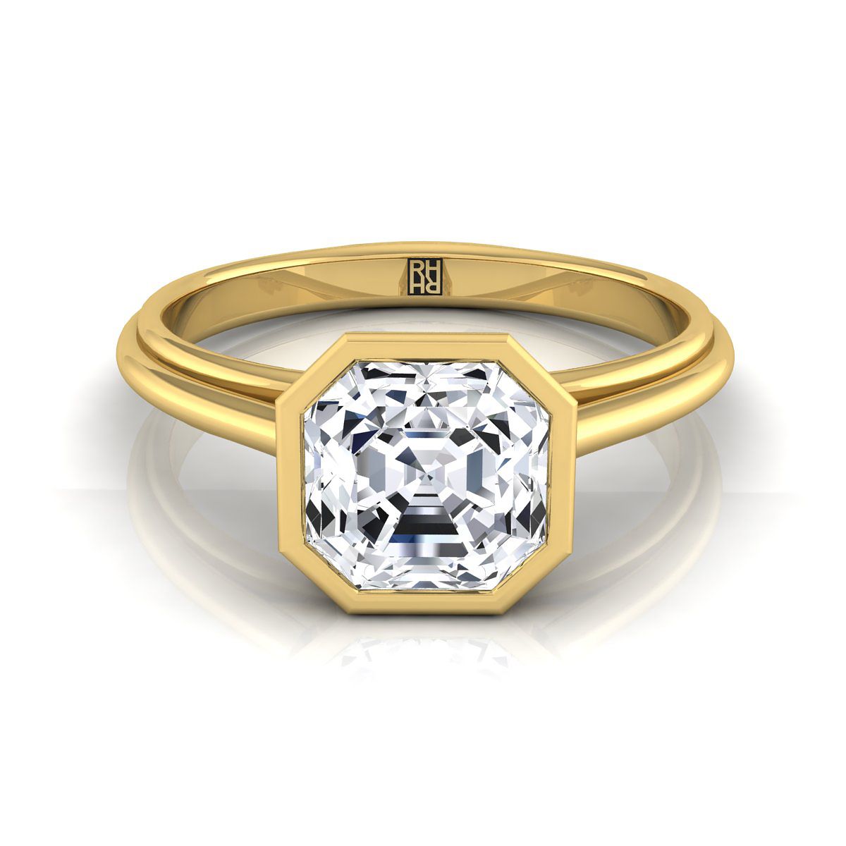 Bezel Cathedral Solitaire Asscher, in 18K Yellow Gold | RockHer