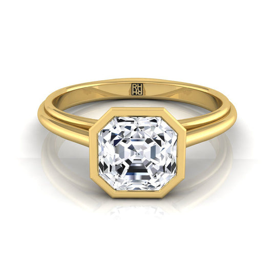 Bezel Cathedral Solitaire Asscher, in 18K Yellow Gold | RockHer