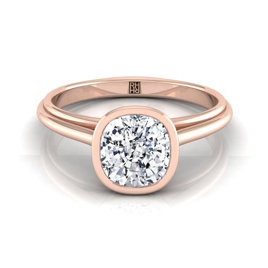 Bezel Cathedral Solitaire Cushion, in 14K Rose Gold | RockHer
