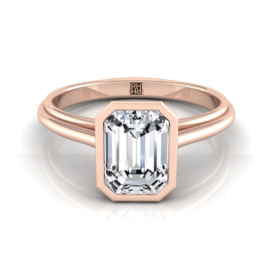European Cut, Bezel Cathedral Solitaire Emerald, in 14K Rose Gold | RockHer