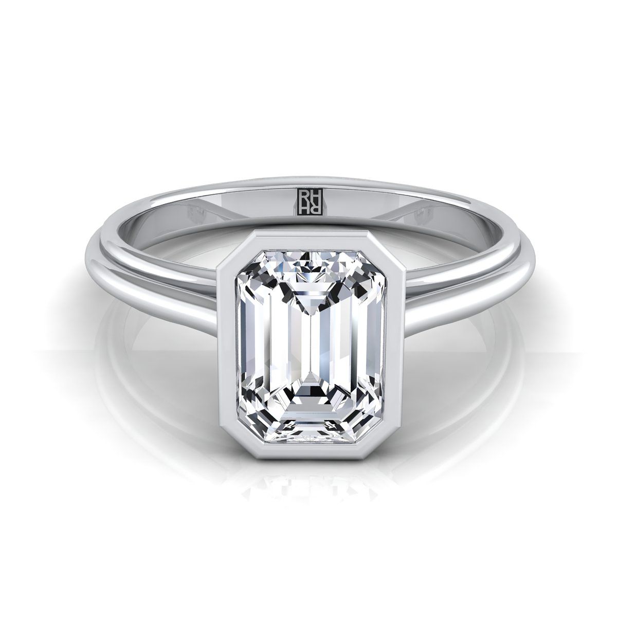 European Cut, Bezel Cathedral Solitaire Emerald, in Platinum | RockHer